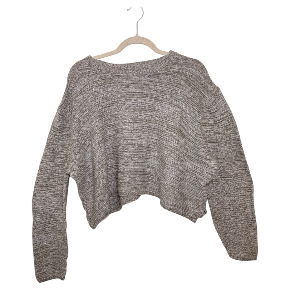 Cotton On Gray Cropped Oversized Knit Sweater Boxy Slouchy Large